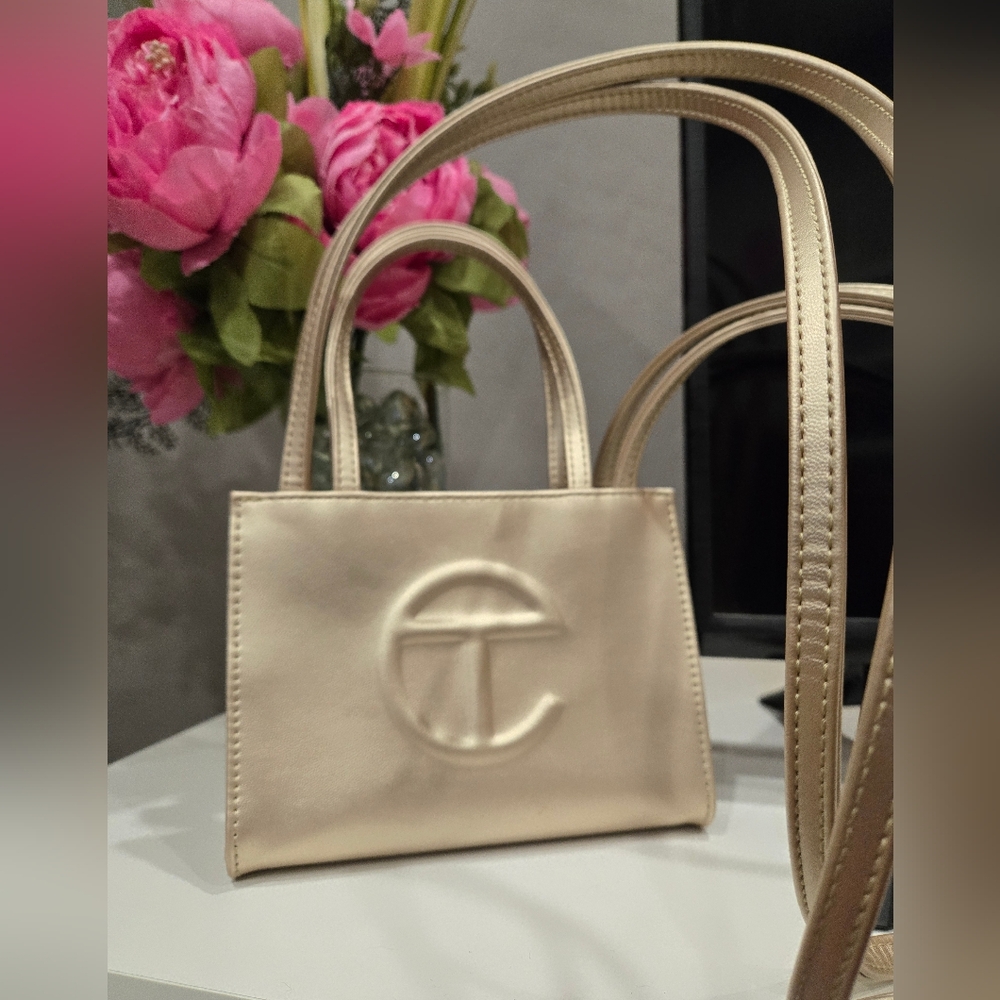 Authentic Small Gold Telfar Shopper Bag